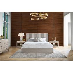 Veena Modern Grey Performance Upholstered White Wood Wall Tufted Bed - Queen|