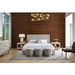 Veena Modern Grey Performance Upholstered White Wood Wall Tufted Bed - Queen|