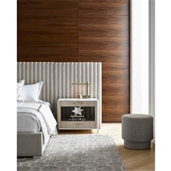 Luke Modern Classic White Stone Top Silver Metal Base 2 Drawer Nightstand|