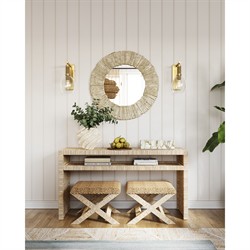 John-Richard Coastal Beach Cream Resin Diagonal Ruffle Table Vase|