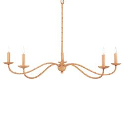 Aelle Coastal Beach Brown Rattan Painted Metal Candle Style Chandelier - Small|
