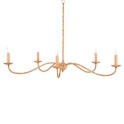 Aelle Coastal Beach Brown Rattan Painted Metal Candle Style Chandelier - Small|