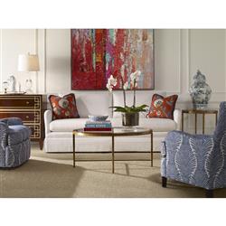 Century Logan Modern Classic Clear Tempered Glass Brass Metal Round Side Table|