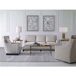 Century Logan Modern Classic Clear Tempered Glass Brass Metal Round Side Table|