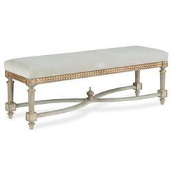 Century Corbett French Light Grey Upholstered Sage Green Wood Gold Accent Bench|