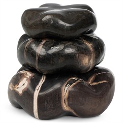Conor Rustic Black Accent Brown Wood Decorative Sculpture - Set of 3|