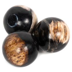 Conor Rustic Lodge Black Accent Brown Wood Round Decorative Objects - Set of 3|