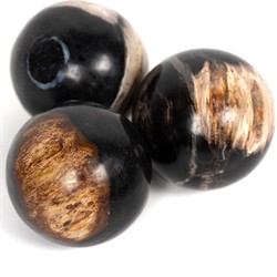 Conor Rustic Lodge Black Accent Brown Wood Round Decorative Objects - Set of 3|