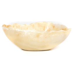 Meryll Coastal Beach Natural Beige Onyx Stone Oval Decorative Bowl|