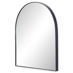 Rinna Industrial Loft Black Iron Frame Clear Glass Arched Wide Wall Mirror|