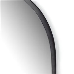 Rinna Industrial Loft Black Iron Frame Clear Glass Arched Wide Wall Mirror|