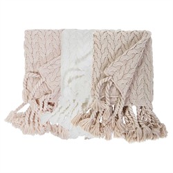 Capistrano Coastal Beach Taupe Knit Throw Blanket|