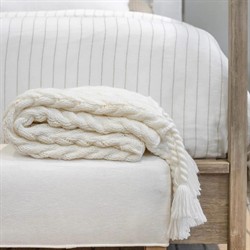 Capistrano Coastal Beach White Knit Throw Blanket|