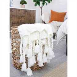 Capistrano Coastal Beach White Knit Throw Blanket|