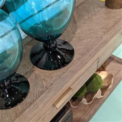 Gibson Rustic Lodge Vintage Brown Oak Brass Rectangular Console Table|