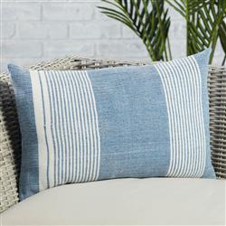 Katara Modern Blue Striped Indoor Outdoor Lumbar Pillow - 13x21|