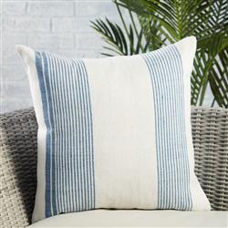 Jedidiah Modern Blue Striped Indoor Outdoor Throw Pillow - 20x20|