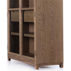Clarence Rustic Lodge Brown Oak Wood Clear Glass Door Display Case|