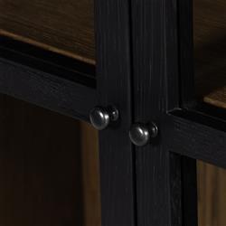 Clarence Rustic Lodge Black Solid Oak Wood Clear Glass Media Cabinet|