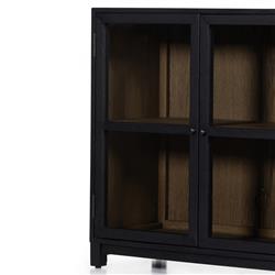 Clarence Rustic Lodge Black Solid Oak Wood Clear Glass Media Cabinet|