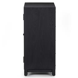 Clarence Rustic Lodge Black Solid Oak Wood Clear Glass Media Cabinet|