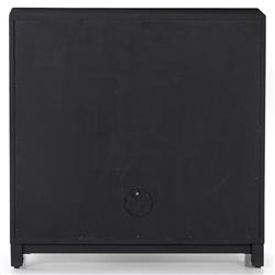 Clarence Rustic Lodge Black Solid Oak Wood Clear Glass Media Cabinet|