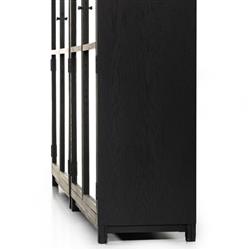 Clarence Rustic Lodge Black Oak Wood Clear Glass Door Large Display Case|