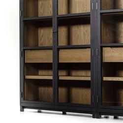 Clarence Rustic Lodge Black Oak Wood Clear Glass Door Large Display Case|
