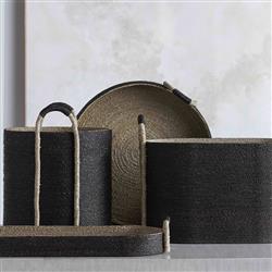 Palecek Mckinley Coastal Beach Black Hand-woven Seagrass Oval Decorative Basket|