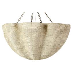 Palecek Isla Coastal Beach Natural Woven Rope Antique Gold Metal Chandelier|