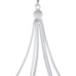 Nakita French Country White Frame Stone Beads Candle Style Chandelier|