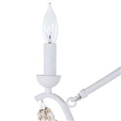 Nakita French Country White Frame Stone Beads Candle Style Chandelier|