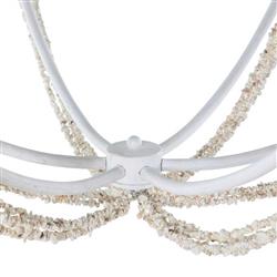 Nakita French Country White Frame Stone Beads Candle Style Chandelier|