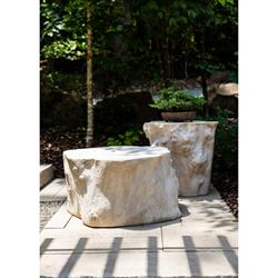 Nephele Roman Coastal Beach Off-White Resin Outdoor Block Coffee Table|