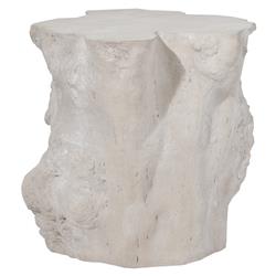 Nephele Roman Coastal Beach Off-White Resin Outdoor Block Side Table|