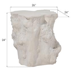 Nephele Roman Coastal Beach Off-White Resin Outdoor Block Side Table|