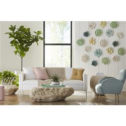 Yanis Coastal Off-White Resin Drum Outdoor Coffee Table - Small|