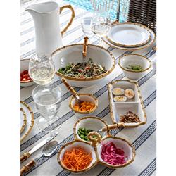 Juliska Bamboo Coastal Beach White Ceramic Pitcher|