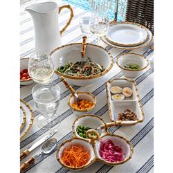 Juliska Bamboo Coastal Beach White Ceramic Ramekin|