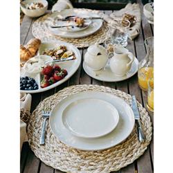 Juliska Puro Modern Classic Whitewash Ceramic Coupe Dinner Plate|