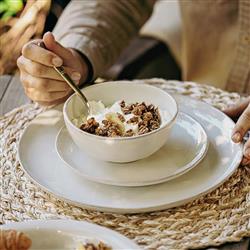 Juliska Puro Modern Classic Whitewash Ceramic Coupe Cocktail Plate|