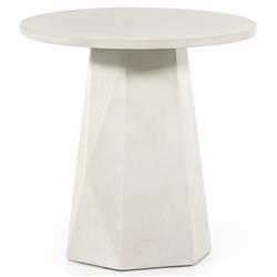 Barley Industrial Loft White Concrete Round Pedestal Outdoor Side Table|