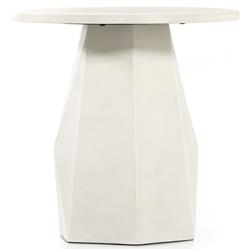 Barley Industrial Loft White Concrete Round Pedestal Outdoor Side Table|