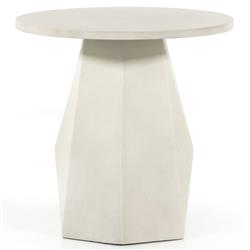 Barley Industrial Loft White Concrete Round Pedestal Outdoor Side Table|