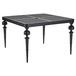 Hermine French Black Patterned Aluminum Outdoor Square Dining Table - 45"W|
