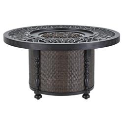 Hermine French Black Aluminum Brown Woven Wicker Base Outdoor Fire Pit Table|