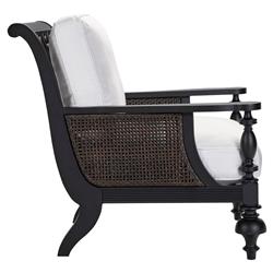 Hermine French Country Black Aluminum White Upholstered Outdoor Lounge Chair|