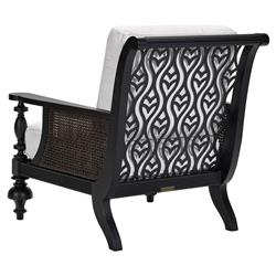 Hermine French Country Black Aluminum White Upholstered Outdoor Lounge Chair|