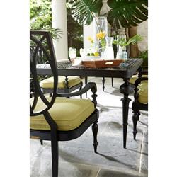 Hermine French Country Black Aluminum Outdoor Rectangular Dining Table - 84"W|
