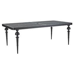 Hermine French Country Black Aluminum Outdoor Rectangular Dining Table - 84"W|